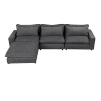 Canapé Sectionnel Canapé Nuage, Canapé Rembourré en Chenille avec Pouf Mobile, Ports de Chargement et 3 Coussins de Dossier