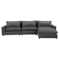 Canapé Sectionnel Canapé Nuage, Canapé Rembourré en Chenille avec Pouf Mobile, Ports de Chargement et 3 Coussins de Dossier