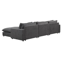Canapé Sectionnel Canapé Nuage, Canapé Rembourré en Chenille avec Pouf Mobile, Ports de Chargement et 3 Coussins de Dossier