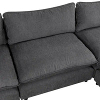 Canapé Sectionnel Canapé Nuage, Canapé Rembourré en Chenille avec Pouf Mobile, Ports de Chargement et 3 Coussins de Dossier