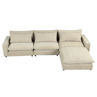 Canapé Sectionnel Canapé Nuage, Canapé Rembourré en Chenille avec Pouf Mobile, Ports de Chargement et 3 Coussins de Dossier