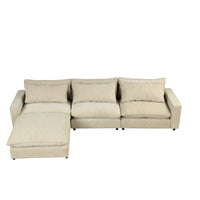 Canapé Sectionnel Canapé Nuage, Canapé Rembourré en Chenille avec Pouf Mobile, Ports de Chargement et 3 Coussins de Dossier