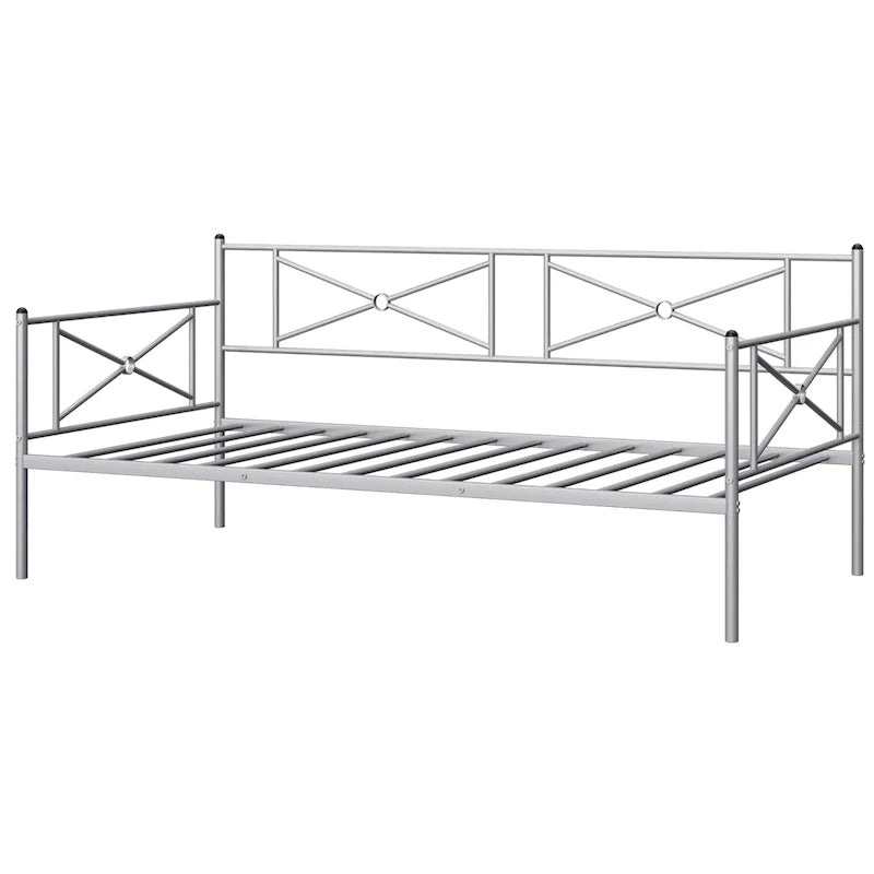 Cadre de lit de repos en métal Costway, taille double, avec lattes de soutien pour matelas