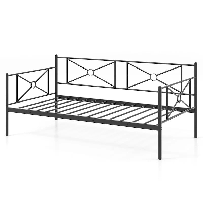 Cadre de lit de repos en métal Costway, taille double, avec lattes de soutien pour matelas
