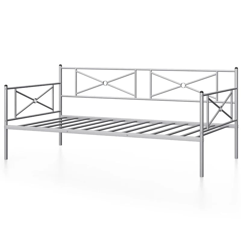 Cadre de lit de repos en métal Costway, taille double, avec lattes de soutien pour matelas