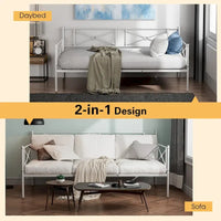 Cadre de lit de repos en métal Costway, taille double, avec lattes de soutien pour matelas