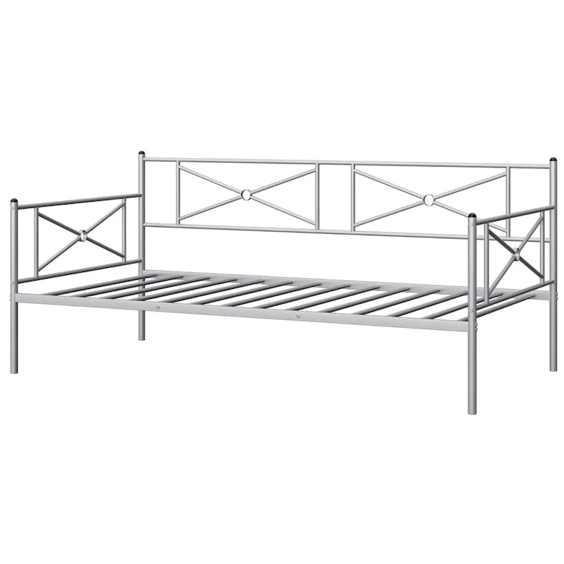 Cadre de lit de repos en métal Costway, taille double, avec lattes de soutien pour matelas