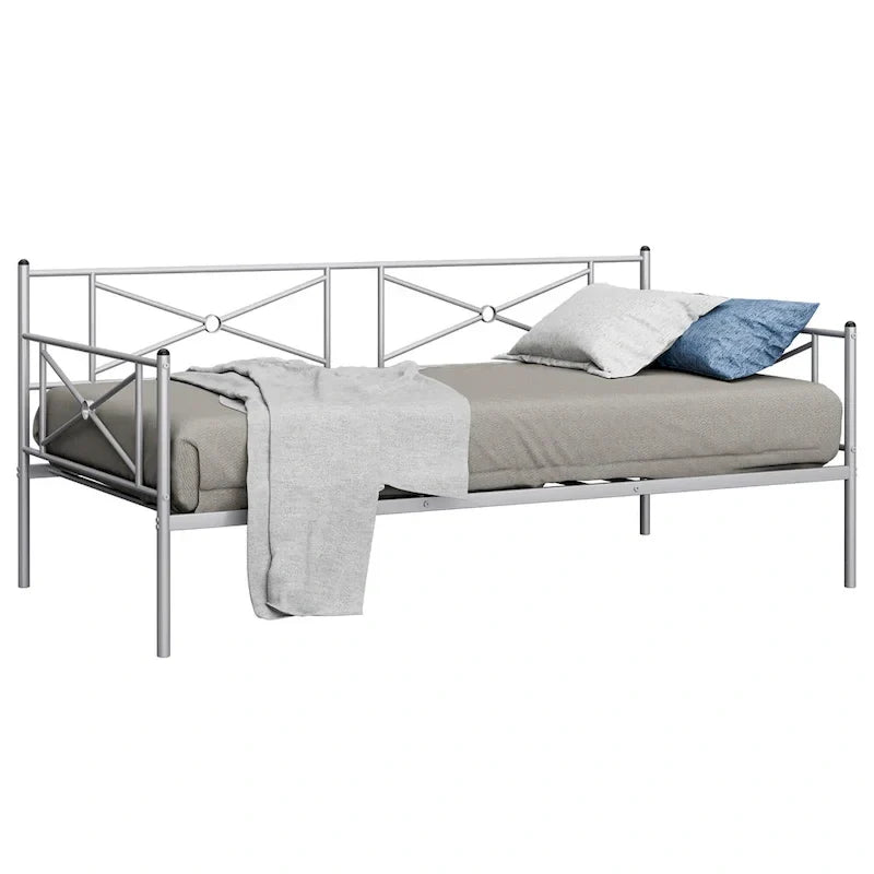 Cadre de lit de repos en métal Costway, taille double, avec lattes de soutien pour matelas
