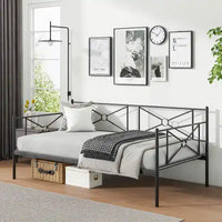 Cadre de lit de repos en métal Costway, taille double, avec lattes de soutien pour matelas