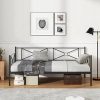 Cadre de lit de repos en métal Costway, taille double, avec lattes de soutien pour matelas