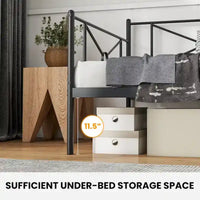 Cadre de lit de repos en métal Costway, taille double, avec lattes de soutien pour matelas