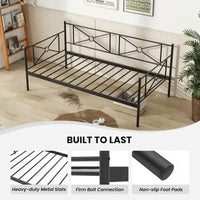 Cadre de lit de repos en métal Costway, taille double, avec lattes de soutien pour matelas