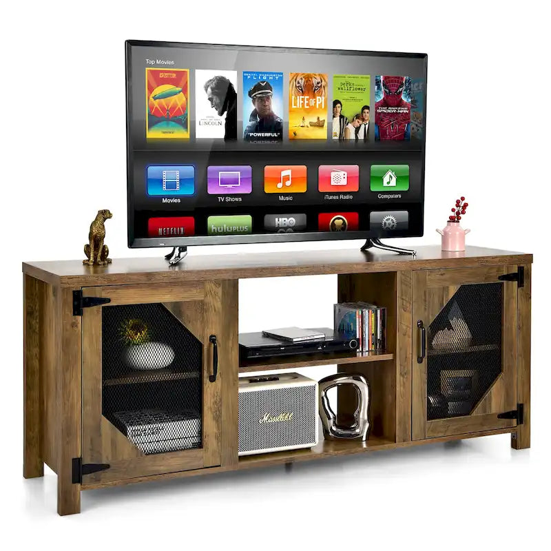 Meuble TV multimédia Costway pour TV jusqu'à 65 avec acier - 58 x 15.5 x 24