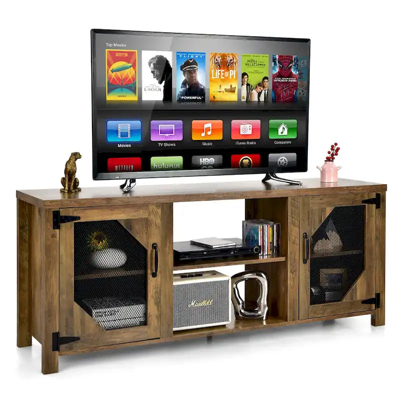 Meuble TV multimédia Costway pour TV jusqu'à 65 avec acier - 58 x 15.5 x 24