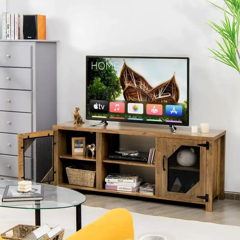 Meuble TV multimédia Costway pour TV jusqu'à 65 avec acier - 58 x 15.5 x 24