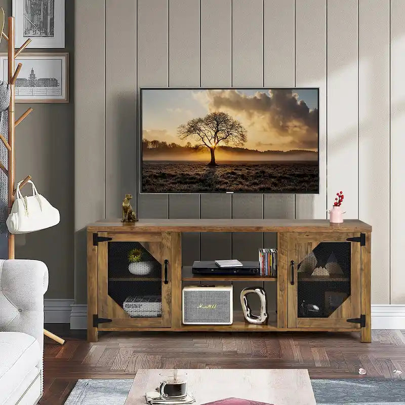 Meuble TV multimédia Costway pour TV jusqu'à 65 avec acier - 58 x 15.5 x 24