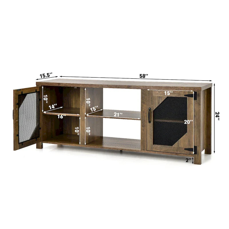 Meuble TV multimédia Costway pour TV jusqu'à 65 avec acier - 58 x 15.5 x 24