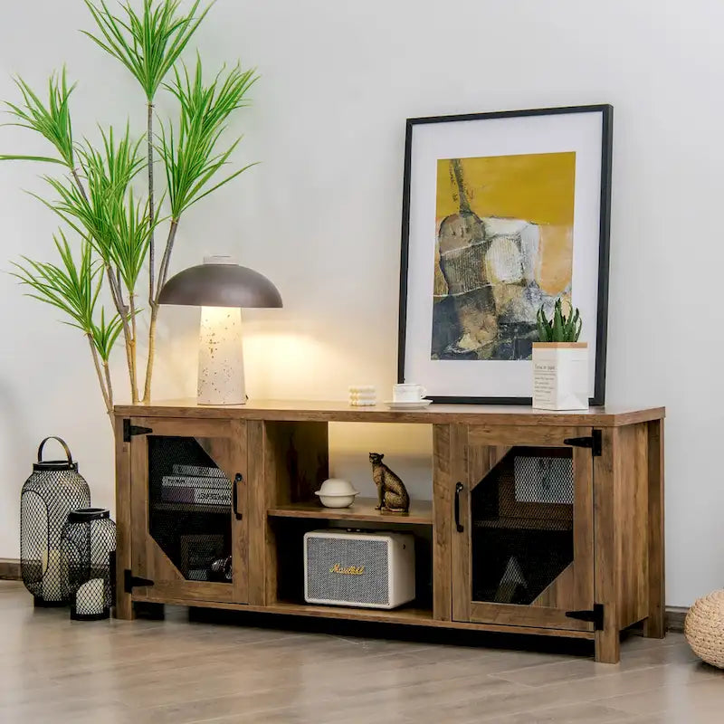Meuble TV multimédia Costway pour TV jusqu'à 65 avec acier - 58 x 15.5 x 24