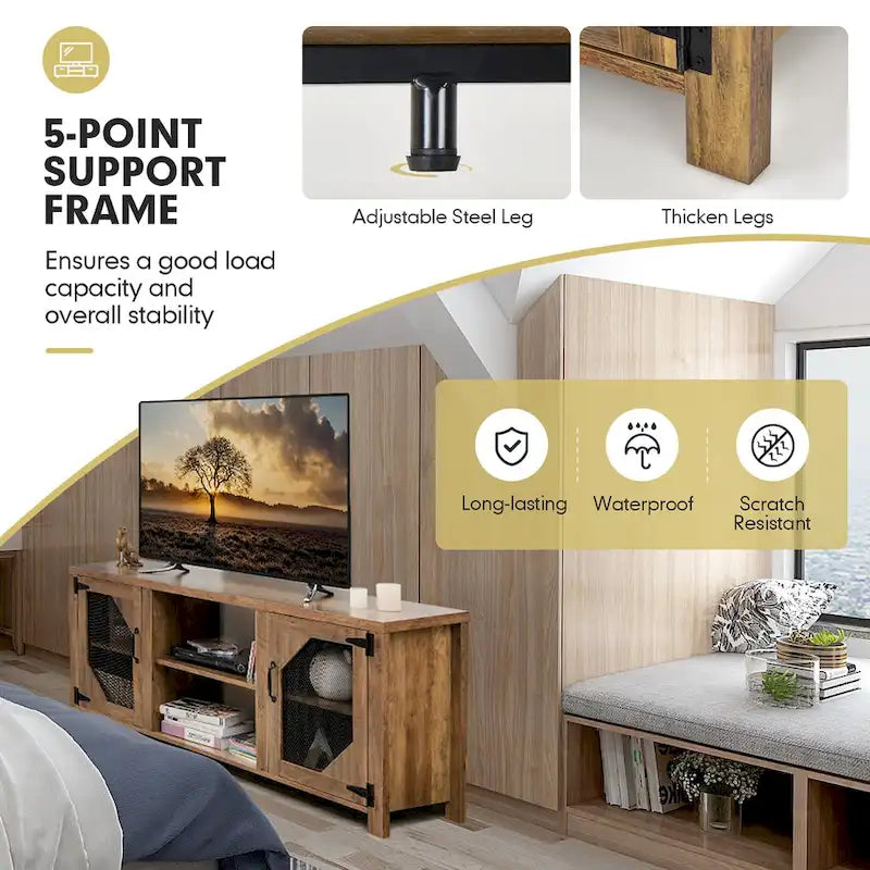 Meuble TV multimédia Costway pour TV jusqu'à 65 avec acier - 58 x 15.5 x 24