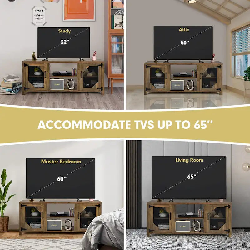 Meuble TV multimédia Costway pour TV jusqu'à 65 avec acier - 58 x 15.5 x 24