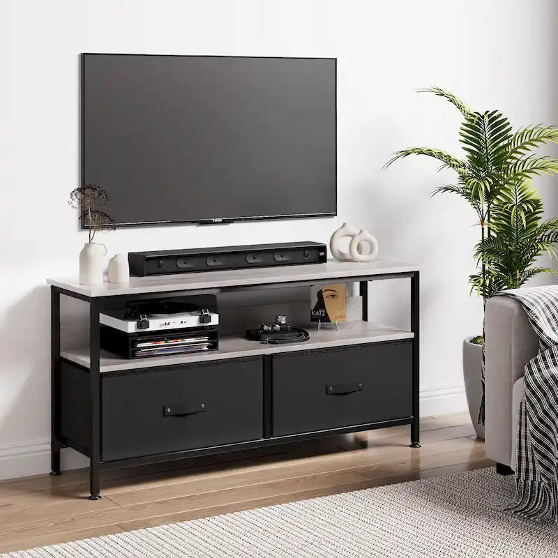 Meuble TV et commode multifonction pour chambre avec 2 tiroirs - 42 pouces