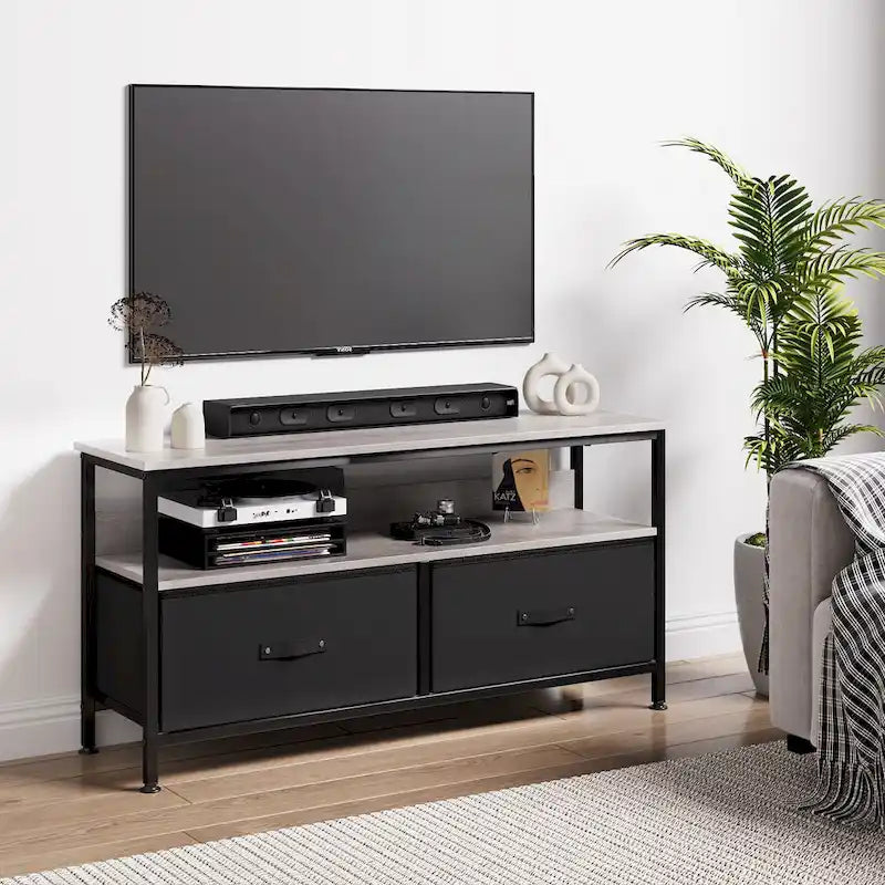 Meuble TV et commode multifonction pour chambre avec 2 tiroirs - 42 pouces