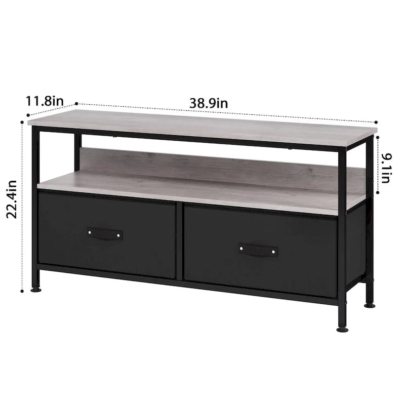 Meuble TV et commode multifonction pour chambre avec 2 tiroirs - 42 pouces