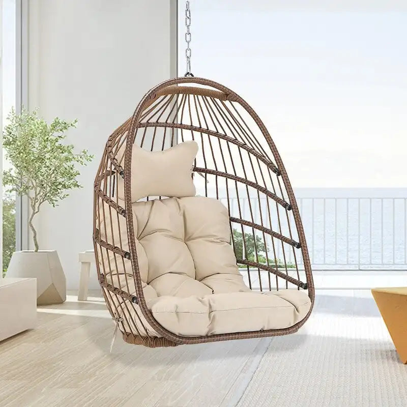 FINCATI Chaise suspendue de luxe en forme d'œuf sans support pour l'intérieur, Chaise en forme d'œuf d'extérieur sans support de 158 kg, Chaise balançoire en forme d'œuf sans support