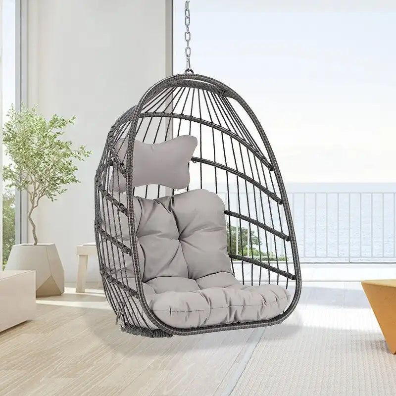 FINCATI Chaise suspendue de luxe en forme d'œuf sans support pour l'intérieur, Chaise en forme d'œuf d'extérieur sans support de 158 kg, Chaise balançoire en forme d'œuf sans support