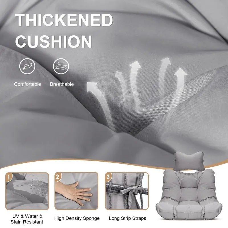 FINCATI Chaise suspendue de luxe en forme d'œuf sans support pour l'intérieur, Chaise en forme d'œuf d'extérieur sans support de 158 kg, Chaise balançoire en forme d'œuf sans support
