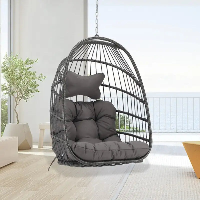 FINCATI Chaise suspendue de luxe en forme d'œuf sans support pour l'intérieur, Chaise en forme d'œuf d'extérieur sans support de 158 kg, Chaise balançoire en forme d'œuf sans support