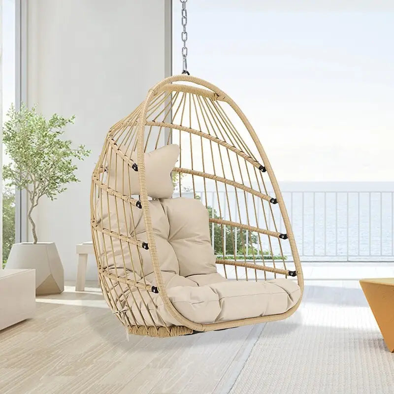 FINCATI Chaise suspendue de luxe en forme d'œuf sans support pour l'intérieur, Chaise en forme d'œuf d'extérieur sans support de 158 kg, Chaise balançoire en forme d'œuf sans support