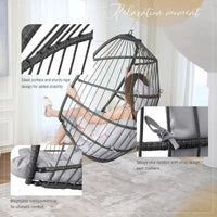 FINCATI Chaise suspendue de luxe en forme d'œuf sans support pour l'intérieur, Chaise en forme d'œuf d'extérieur sans support de 158 kg, Chaise balançoire en forme d'œuf sans support