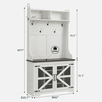 Banc d'entrée de ferme de 42 po de large avec porte-manteau, armoire de vestiaire