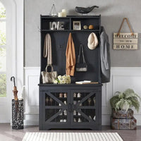 Banc d'entrée de ferme de 42 po de large avec porte-manteau, armoire de vestiaire