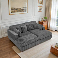 Canapé Sectionnel Modulable 82 pouces de large en Velours Côtelé Moelleux avec Méridienne