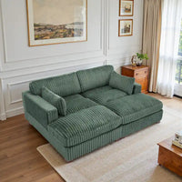 Canapé Sectionnel Modulable 82 pouces de large en Velours Côtelé Moelleux avec Méridienne