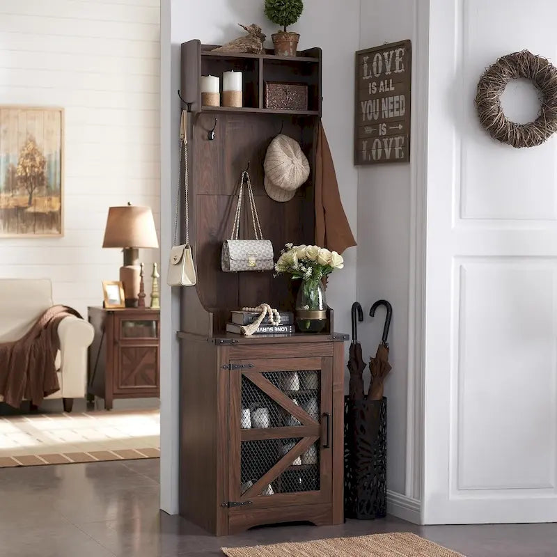 Banc d'entrée farmhouse 23 de large avec porte-manteau, meuble d'entrée