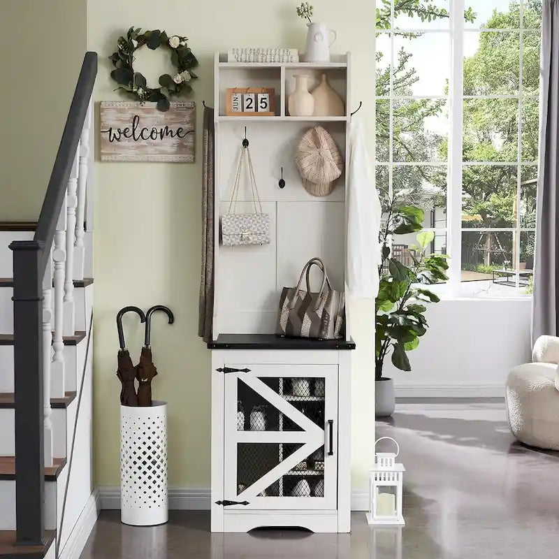 Banc d'entrée farmhouse 23 de large avec porte-manteau, meuble d'entrée