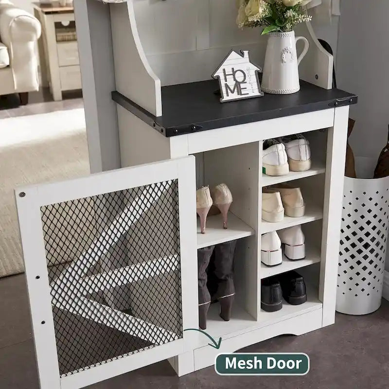 Banc d'entrée farmhouse 23 de large avec porte-manteau, meuble d'entrée
