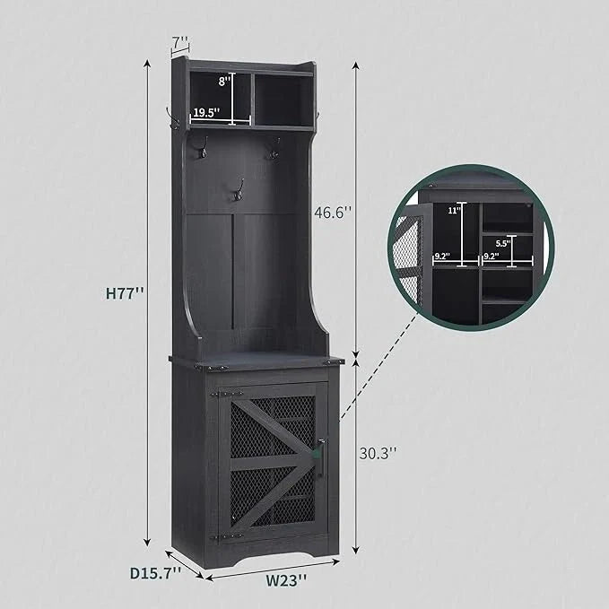 Banc d'entrée farmhouse 23 de large avec porte-manteau, meuble d'entrée