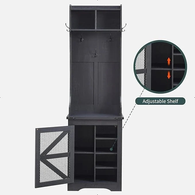 Banc d'entrée farmhouse 23 de large avec porte-manteau, meuble d'entrée