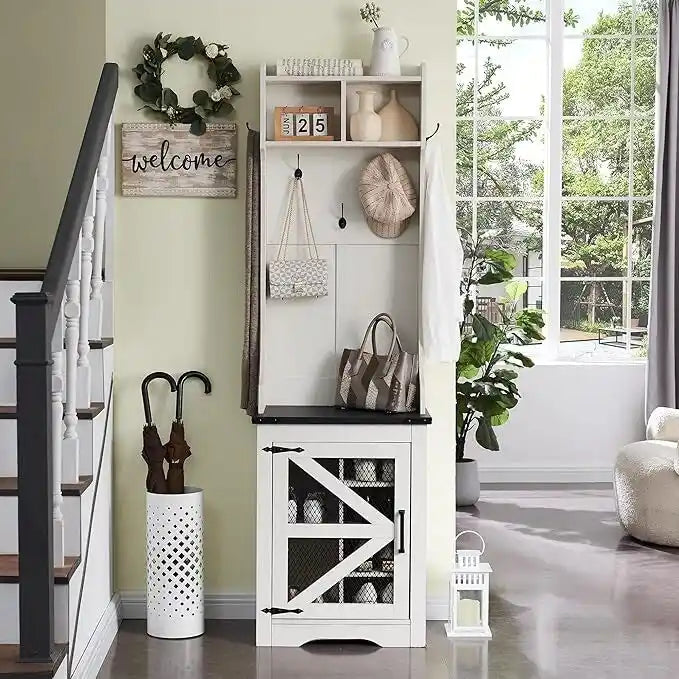 Banc d'entrée farmhouse 23 de large avec porte-manteau, meuble d'entrée