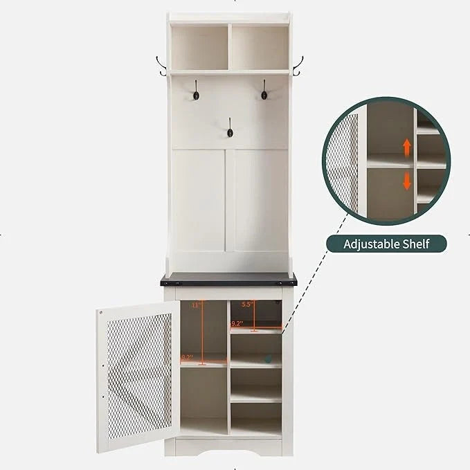Banc d'entrée farmhouse 23 de large avec porte-manteau, meuble d'entrée
