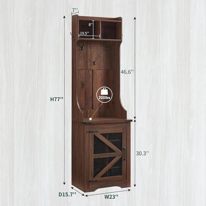 Banc d'entrée farmhouse 23 de large avec porte-manteau, meuble d'entrée