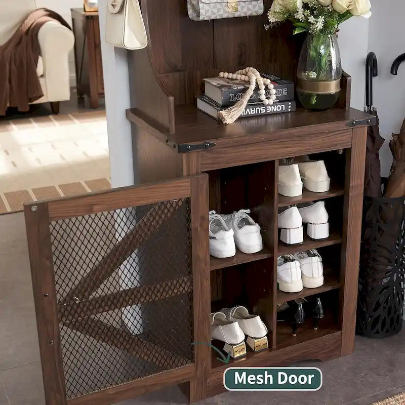 Banc d'entrée farmhouse 23 de large avec porte-manteau, meuble d'entrée