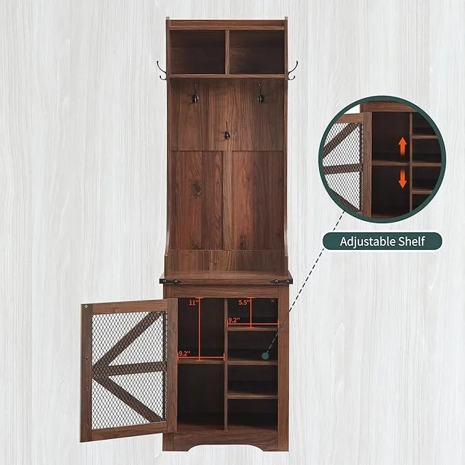 Banc d'entrée farmhouse 23 de large avec porte-manteau, meuble d'entrée