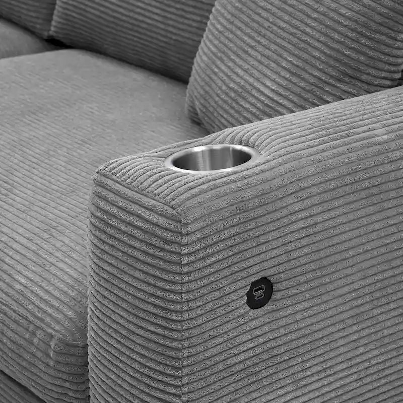 Canapé sectionnel en velours côtelé 134 avec canapé nuage en forme de L et charge USB & méridienne 50 (capacité 330 lb)