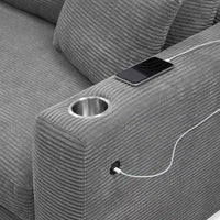 Canapé sectionnel en velours côtelé 134 avec canapé nuage en forme de L et charge USB & méridienne 50 (capacité 330 lb)