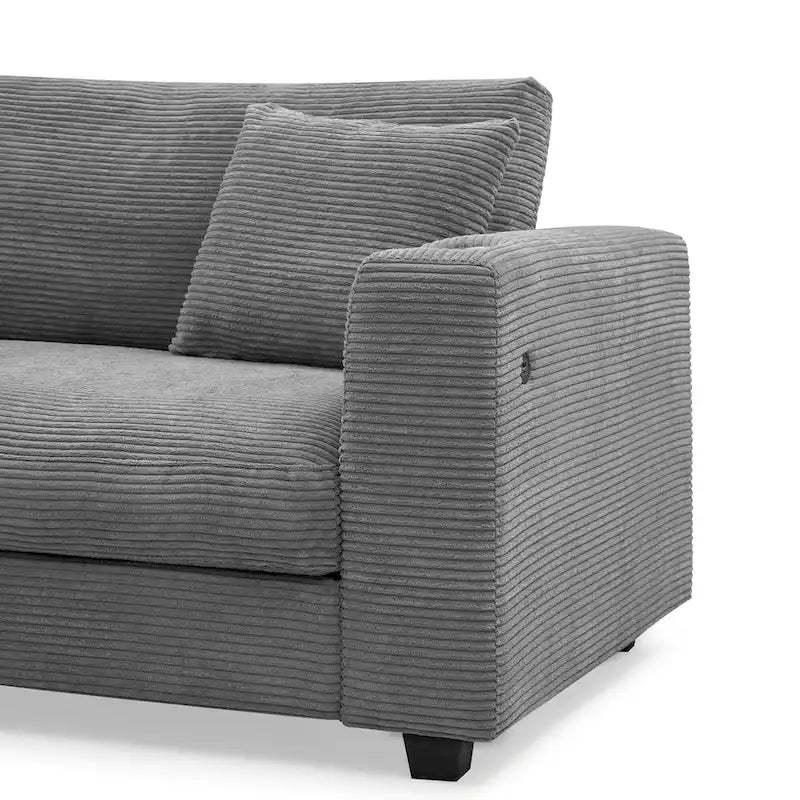 Canapé sectionnel en velours côtelé 134 avec canapé nuage en forme de L et charge USB & méridienne 50 (capacité 330 lb)